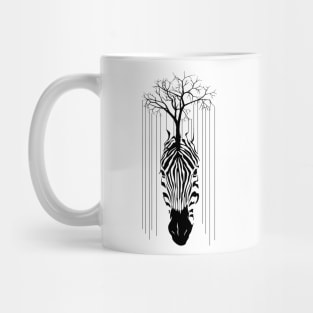 Animal Zebra Line Of tree Black and White Mug